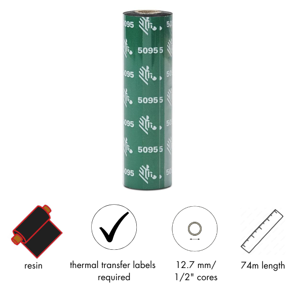 Zebra 05095GS11007 5095 resin thermal transfer ribbons from